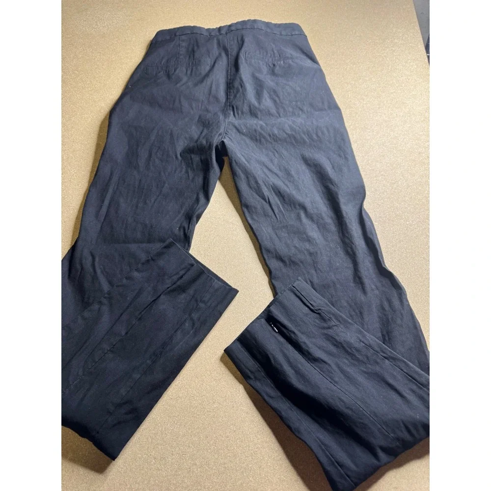 Maeve Anthropologie Black Linen Blend Straight Leg Trousers Pants Womens Size 6‎